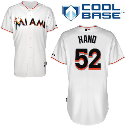 Brad Hand #52 MLB Jersey-Miami Marlins Men's Authentic Home White Cool Base Baseball Jersey